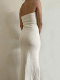Knitted Twist Strapless Maxi Dress-Outfit
