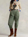 2025 New Women's Dresses Cartoon Embroidered Bear Round-Neck Knitted