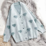 Cashmere Sweater Women Autumn Winter 2019 Knitted Cardigans Kawaii Heart Loose Clothes Oversized Soft Warm Pull