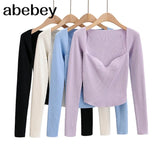 autumn women solid thin sweater long sleeve elegant office lady knitted jumper tops