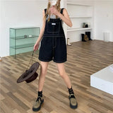 Denim Shorts Women's Summer Korean Version Wide Leg Jeans Army Green Elastic High Waist Loose Casual Y2k Fashion