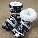 Slippers Winter Floor Shoes Woman Cotton Slipper Christmas Indoor Shoes Female Elk Warm Fur Plush Insole No Skid