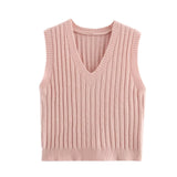 Style Knitted Sweater Vest Women Lazy Brown Spring Dress New Folded Cloth