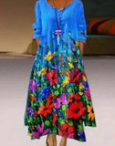 Clothes Spring Summer 2022 Plus Size 5xl Elegant Flowers Print Long Sleeve Vintage Asymmetrical Hem Casual Loose