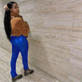 Streetwear Faux Pu Leather Pants Women Trousers Black Khaki Skinny High Waist Pants Legging Pleated Sexy Bodycon