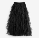 Asymmetrical Mesh Skirts For Women High Waist Ankle Length Skirts Female Elegant Korean Fashion 2020 Clothing