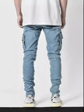New Elastic Jeans Men's Side Pocket Slim Foot Skinny