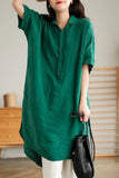 And Art Simple White Linen Shirt Women's Long 2025 Summer Thin Loose Middle-Sleeved Doll Collar