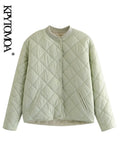 Women Fashion Single Breasted Loose Padded Jacket Coat Vintage Long Sleeve Pockets Female Outerwear Chic
