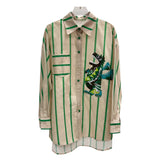 Embroidery Colorblock Shirt For Women Lapel Long Sleeve Loose Button Through Blouse Female Fashion Clothing