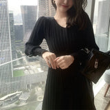 Dress Women Casual Long Sleeve Vintage Elegant Office Sweater Dress Female 2023 Autumn One Piece Dress Korean