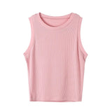 Knitted Ribbed Solid Vest Women Casual Basic Skinny Tank Sleeveless Cottons Sexy Ladies Summer Off Shoulder Crop