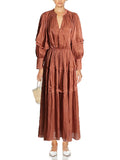 Commuting Style Dress Women 2025 New Comfortable Leisure Lantern Sleeves Tight Waist Solid Color