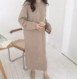 Autumn Sweater Women Dress Winter Long Sleeve Sweaters Knitted Dresses Womens Warm Loose Maxi Oversize Knitting Robe