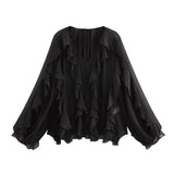 Homemade New Women's Classic Fashion Collection Stacked Decorative Shirt