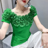Sexy High Quality Cotton Ruffled Shirt Women Tops Short Sleeve Blouse 2023 Slim Blusas Chic Top New Blouse Clothes