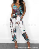 New Feather Positioning Printing E-Commerce Wish Sleeveless Jumpsuits From Stock-Outfit