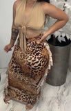 Leopard Print High Waist Ruffles Long Curvy