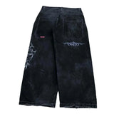 High Street Hip Hop Ins Printed Jeans Autumn New Chaopai Street Casual Baggy Trousers-Outfit