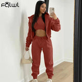 Winter Casual 3 Three Piece Set Tracksuit Sweatsuits For Women Outfits Long Sleeve Hoodie Top Baggy Pants Matching