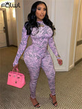 Print Matching Sets Womens Two 2 Piece Sets Tracksuit Sweatsuits For Womens Long Sleeve O Neck Top Pink Skinny Pants
