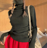 2022 Autumn Candy Colors Tops Slim Women Pullover Knitted Sweater Jumper Soft Warm Jumper Basic Turtleneck Women