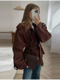 Pure Color Belt Short Jacket 2025 Spring And Autumn New