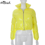Streetwear Winter Clothes Down Coats and Jackets Women 2020 Faux Pu Leather Puffer Jacket Women Bubble Coat Bomber