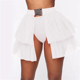 Tutu Skirt Summer Mesh Tulle High Waist Tutu Bustle Skirts Dancing Skirt Ball Gown Solid Color Streetwear Ladies