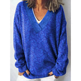 Christmas Abstract 3D Print Big V-Neck Long-Sleeved