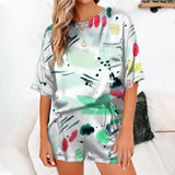 Womens Silk Satin Pajamas Pyjamas Set Short Sleeve Sleepwear Pajamas Suit Female Sleep Two Piece Set Loungewear Home
