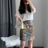 Summer Fashion Vintage Printed Mini Skirts Female Short A-line Ladies High Waist Skirt For