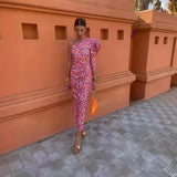 Summer Women's Dress French Retro Print Oblique Shoulder Design Body-Body-Suited And Hip Dress Skirt Fashion