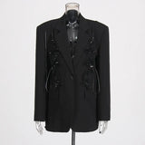 Personality Suit 2025 Autumn New Fashion Niche Splicing Bow Blazer