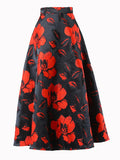Black Casual Slim Print Colorblock Skirt Female Gathered Waist Temperament Skirts For Women Autumn Style 2021