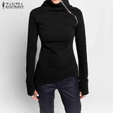 Winter Hoodies Sweatshirts 2021 Women Hoodies Casual Long Sleeve Pullover Turtleneck Slim Fit Zipper Sweatshirt