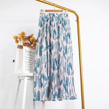 Summer Chiffon Beach Boho Maxi Women Skirt High Waist Floral Print Vintage Holiday Ruched Long Fashion Skirts