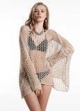 Sexy Hollow Out Long Sleeve Knitted Beach Cover up