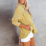 Women's 2025 New Autumn And Winter Shirt Solid Color Loose Wick Pocket Long-Sleeved Sleeve Shirt