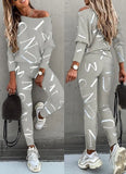 Letter Print Casual Shirt and Pants 2pc