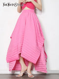 Casual Pleated Long Skirt For Women High Waist Irregular Hem Black Joker Skirts Female Fashion New Clothing