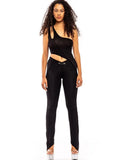 One Shoulder Irregular Top and Pants 2 Piece