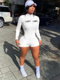 Streetwear Bodycon Rompers Women Jumpsuits Zipper Long Sleeve Rompers Playsuits One Piece Outfit Black Jumpsuit Women