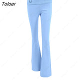 Women Spring Outfits Casual Zipper Sweater Hoodie Set High Waist Flare Pants Suits Pink Knitted Womens Y2k Two Piece
