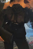 Solid Sheer Blouses For Women Halter Off Shoulder Long Sleeve Spliced Floral Loose Ruffles Shirts Female Spring 2023