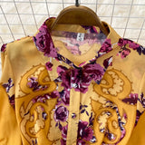 2022 Spring Runway Boho Mini Dress Women Shirt Lepal Long Sleeve Floral Print Female Chic Belt Holiday Dress