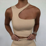 Out Sexy Crop Off Shoulder Solid 2022 Skinny Sport Short Tops Women Tank Irregular Summer Tube