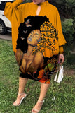 Orange Plus Size Character Print Oversize