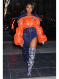 Winter Jacket For Women 2022 Long Sleeve Turn-down collar Top Zipper Puffer Jackets Puffer Bubble Print Coats And