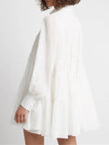Casual Solid Shirt Dress Female Lapel Collar Long Sleeve Patchwork Folds High Waist Loose Dresses Female 2023 Clothing